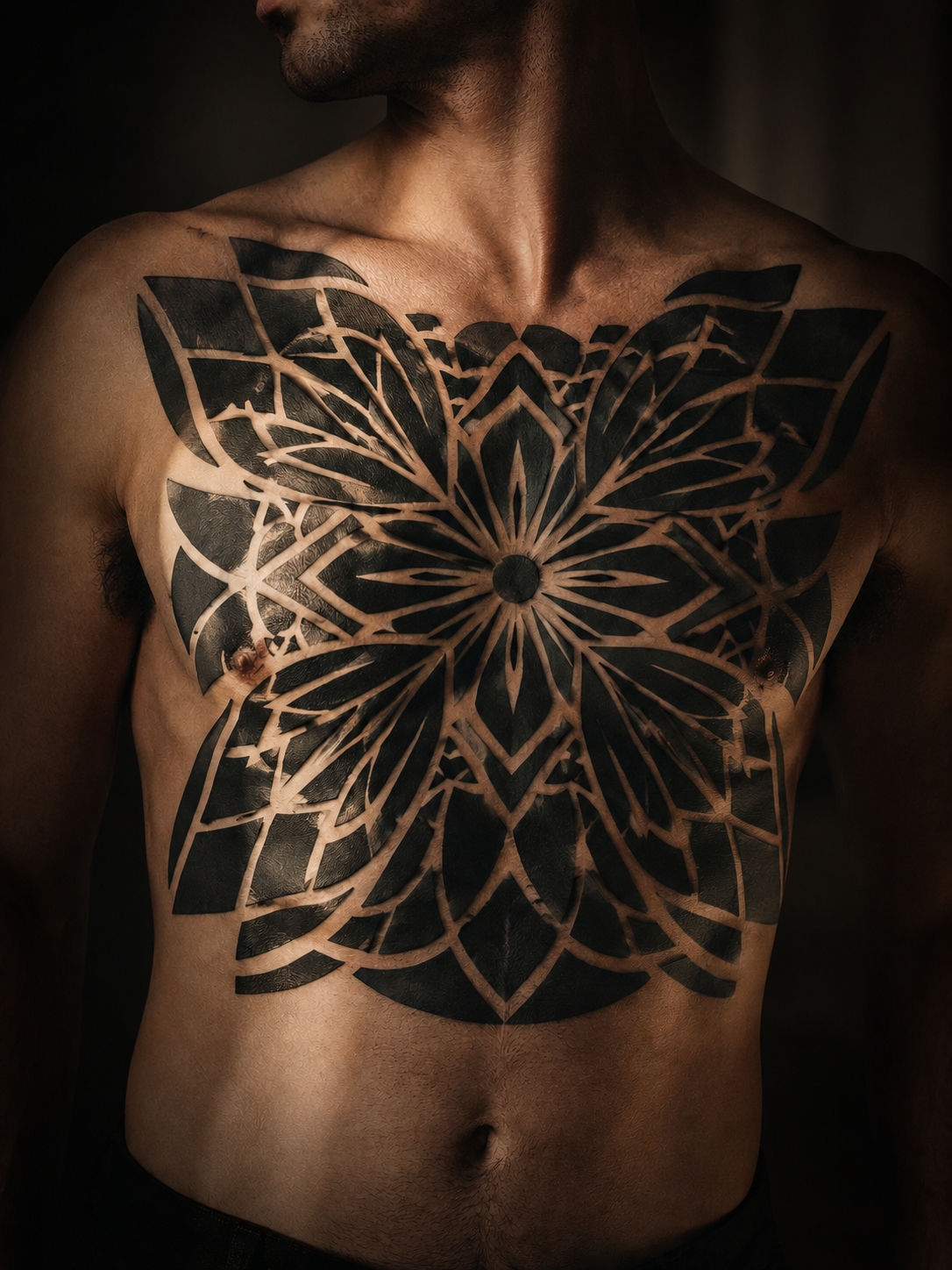 AI-generated style reference for Blackwork. Not a photograph of finished client work.